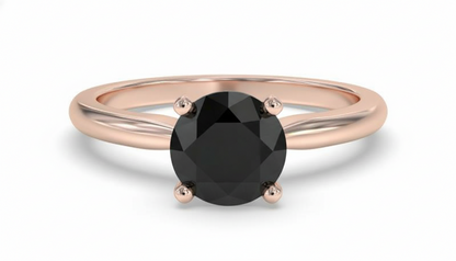 Round Shape Black Color Diamond Engagement Ring