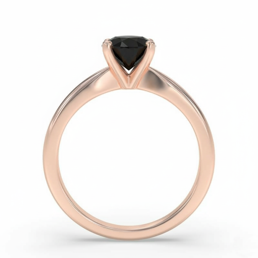 Round Shape Black Color Diamond Engagement Ring