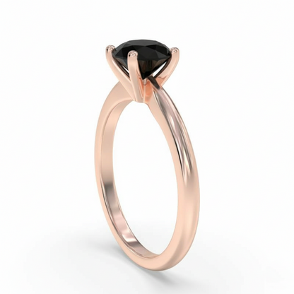 Round Shape Black Color Diamond Engagement Ring