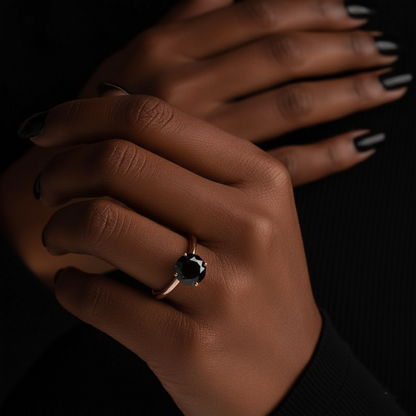 Round Shape Black Color Diamond Engagement Ring