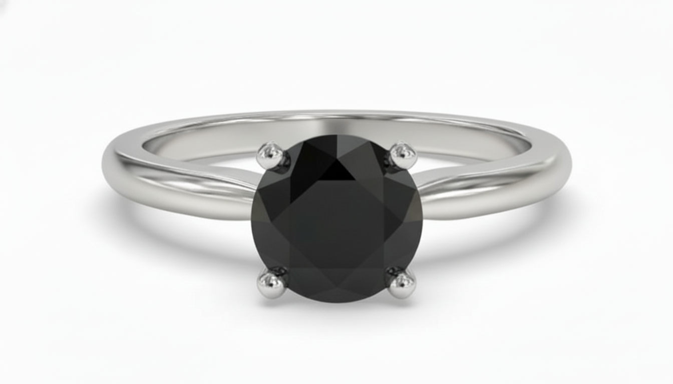 Round Shape Black Color Diamond Engagement Ring