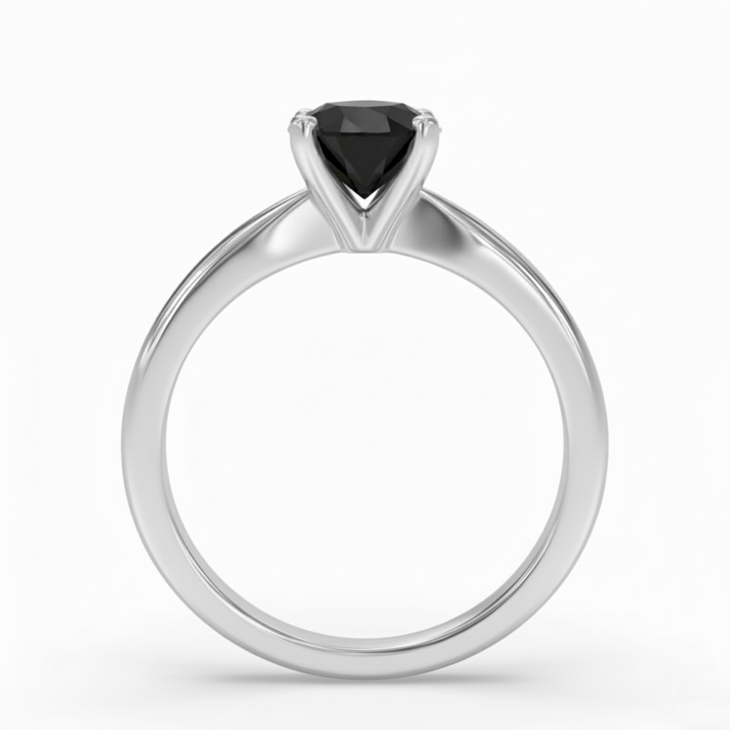 Round Shape Black Color Diamond Engagement Ring