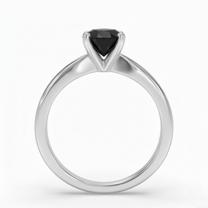 Round Shape Black Color Diamond Engagement Ring