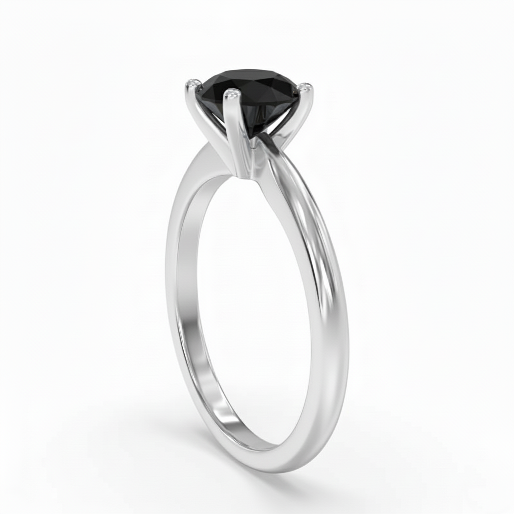 Round Shape Black Color Diamond Engagement Ring