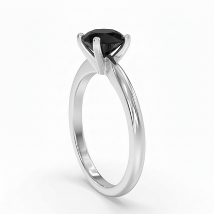 Round Shape Black Color Diamond Engagement Ring
