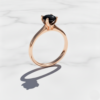 Round Shape Black Color Prong Set Diamond Engagement Ring