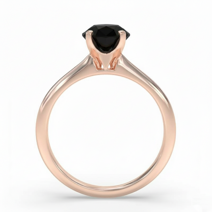 Round Shape Black Color Prong Set Diamond Engagement Ring