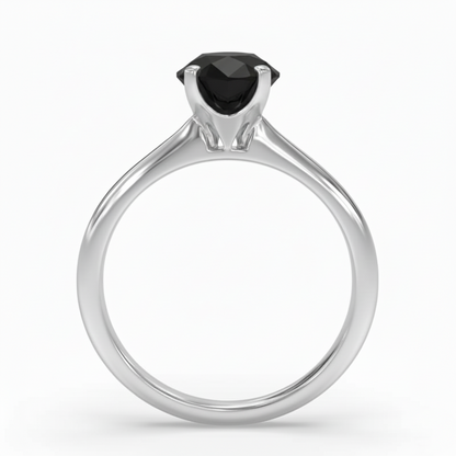 Round Shape Black Color Prong Set Diamond Engagement Ring