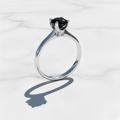 Round Shape Black Color Prong Set Diamond Engagement Ring