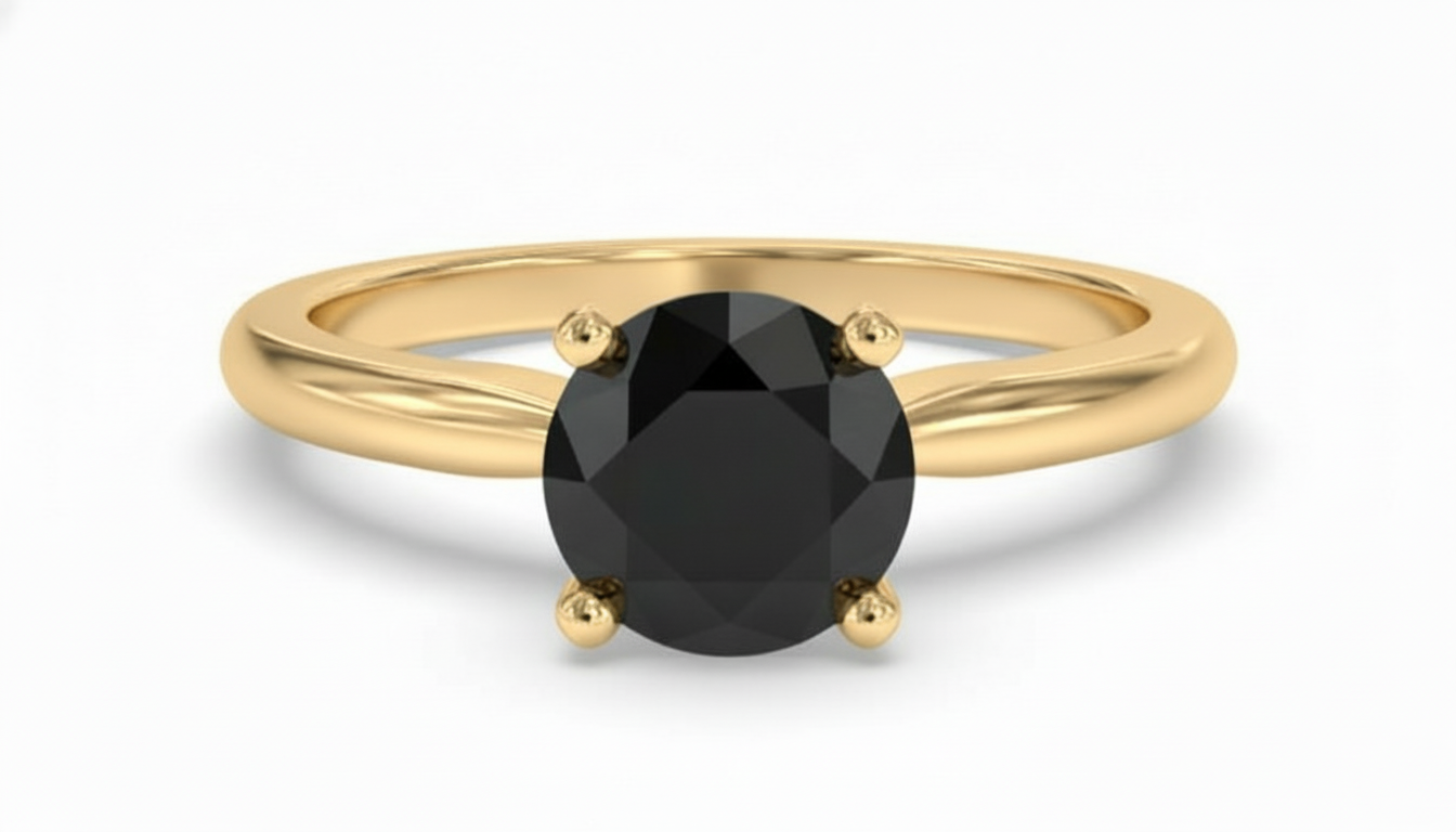 Round Shape Black Color Diamond Engagement Ring