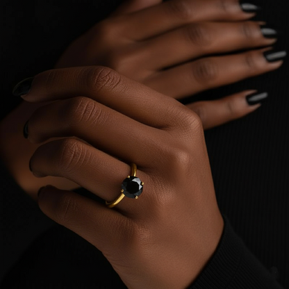 Round Shape Black Color Diamond Engagement Ring