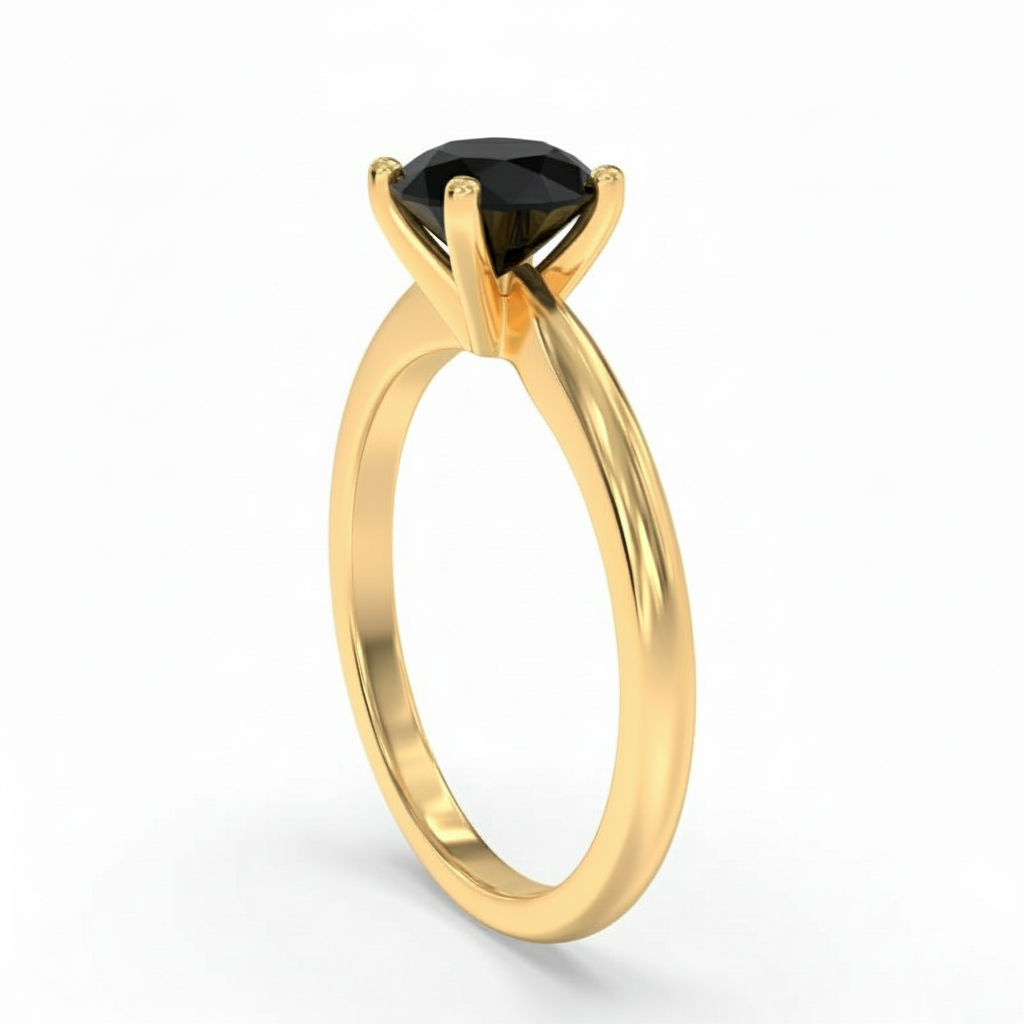 Round Shape Black Color Diamond Engagement Ring