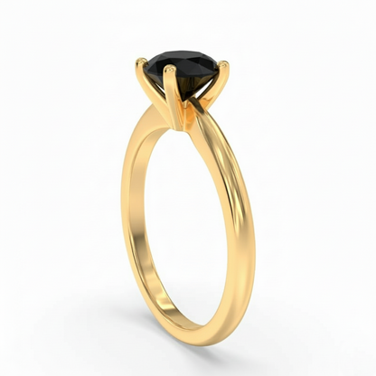 Round Shape Black Color Diamond Engagement Ring
