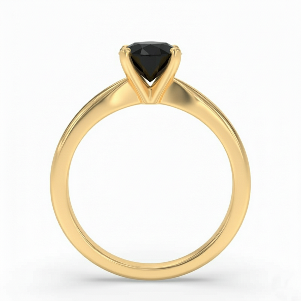 Round Shape Black Color Diamond Engagement Ring