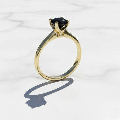 Round Shape Black Color Prong Set Diamond Engagement Ring