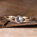 Round Single Cut Lab Grown Diamond Solitaire Engagement Gold Ring