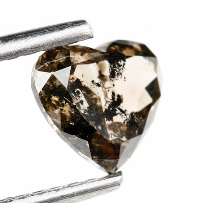 0.83 Carat Heart Shape Chocolate Brown Salt and Pepper Diamond For Engagement Ring