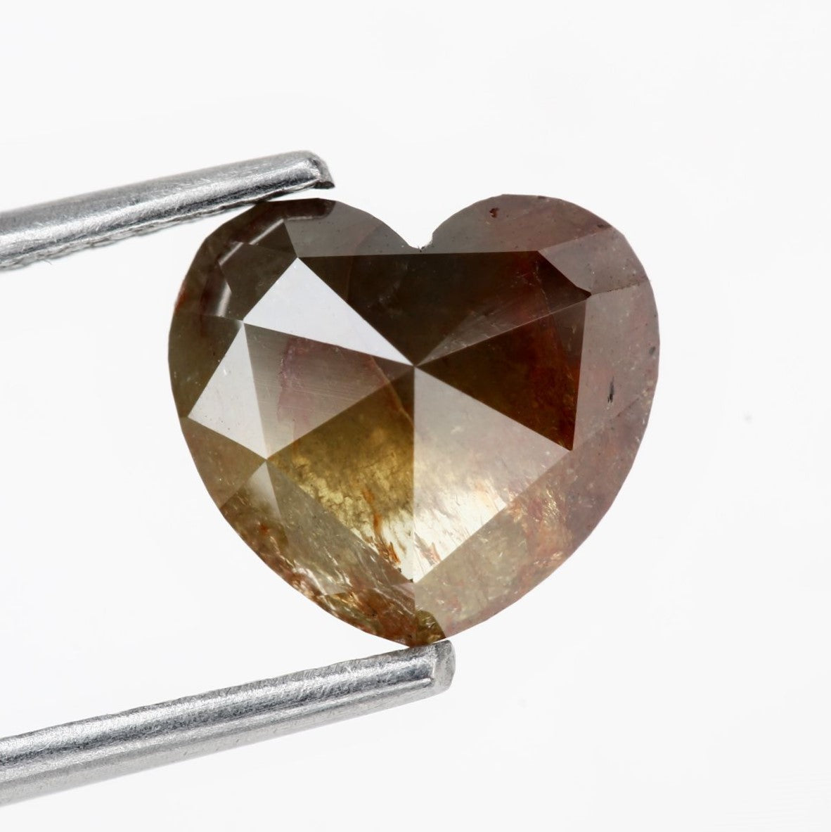 2.17 Carat Heart Shape Diamond Yellow Red Rustic Salt and Pepper Diamond For Engagement Ring