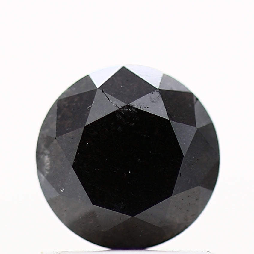 0.88 Carat Fancy Black Round Shape Brilliant Cut Natural Loose Diamond