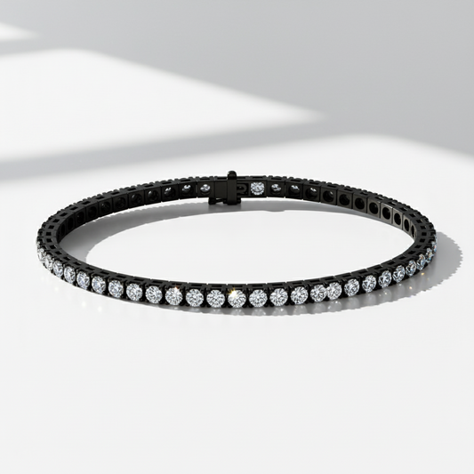 Black Gold Majestic Precious Round Lab Diamond 7 Inch Long Tennis Bracelet