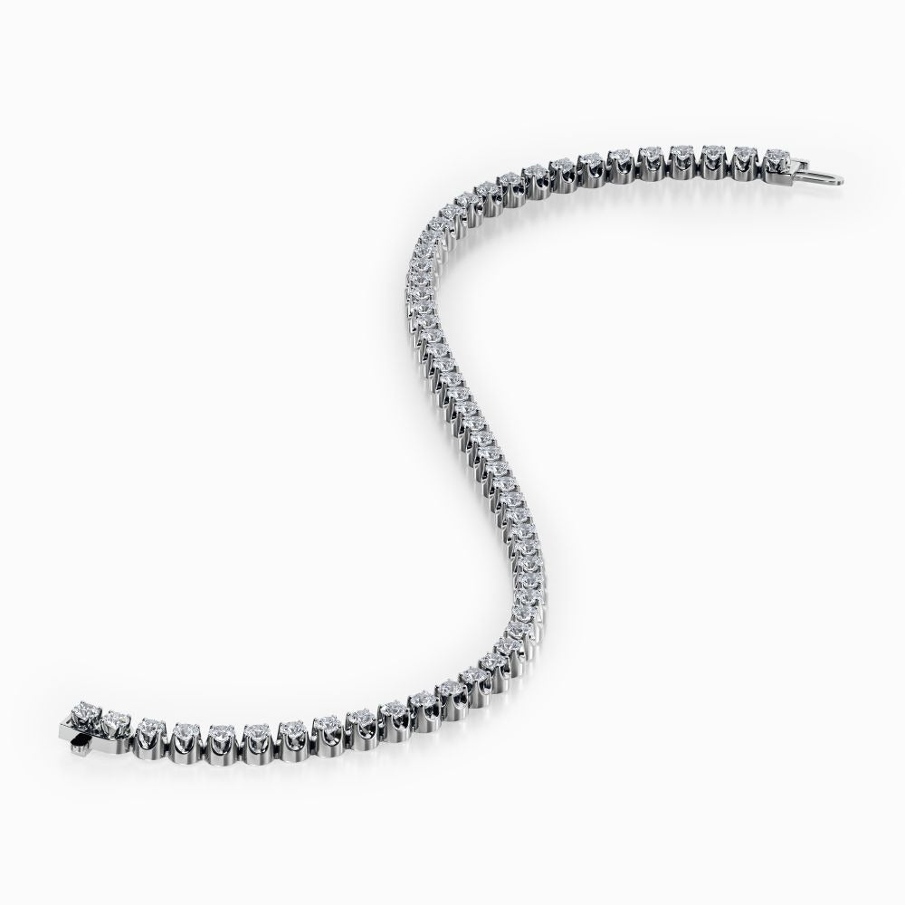 18Kt. White Gold Majestic Precious Round Lab Diamond 7 Inch Long Tennis Bracelet