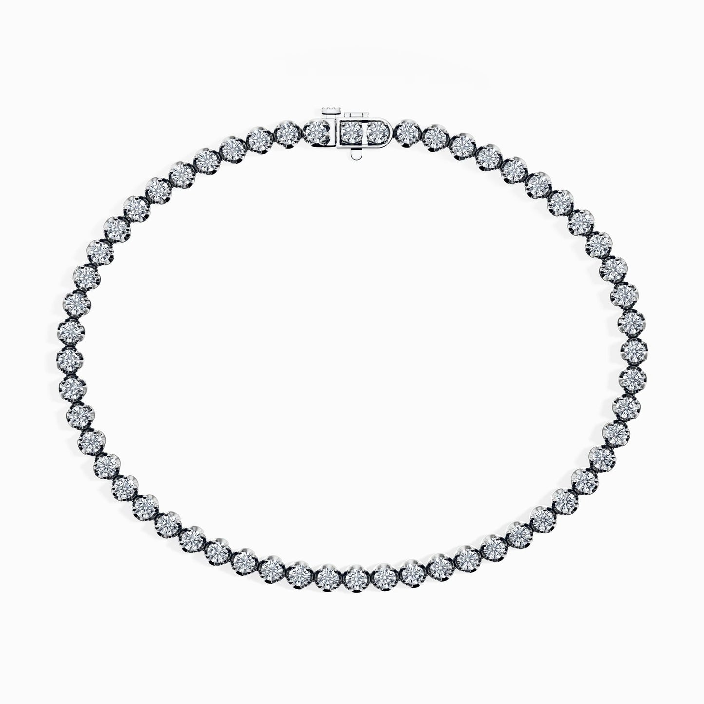 18Kt. White Gold Majestic Precious Round Lab Diamond 7 Inch Long Tennis Bracelet