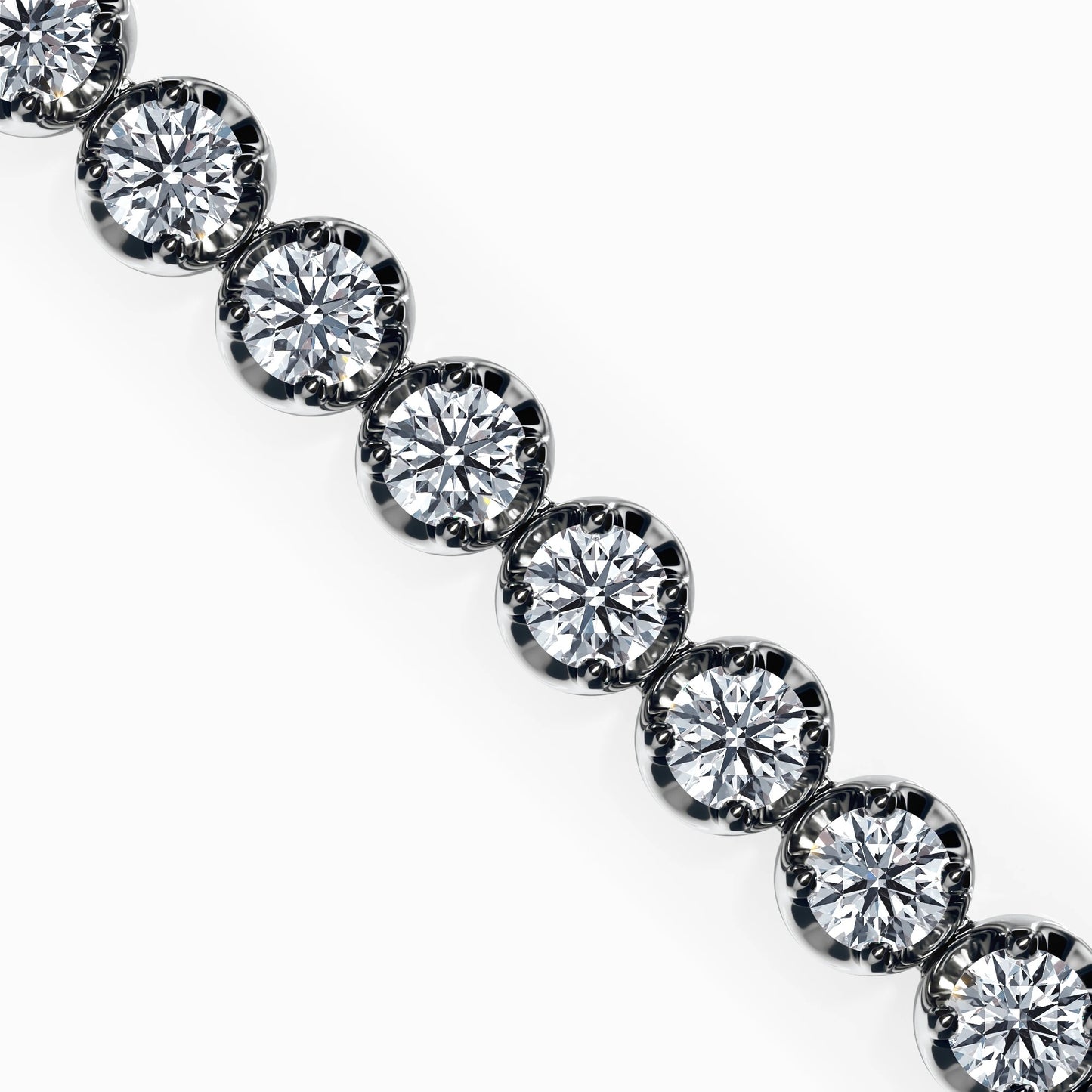 18Kt. White Gold Majestic Precious Round Lab Diamond 7 Inch Long Tennis Bracelet