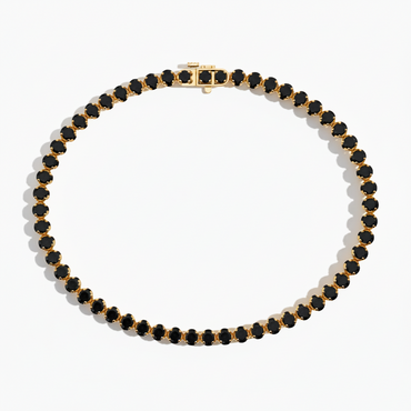 18 kt Stunning Yellow Gold Precious Round Black Color Natural Diamond Tennis Bracelet