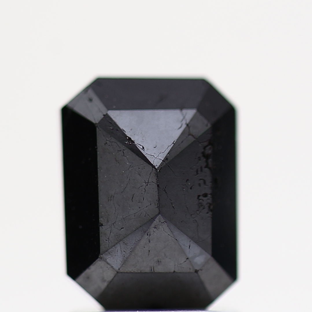 Emerald Cut AAA Black Natural Loose Diamond For Ring Design 2.06 Carat